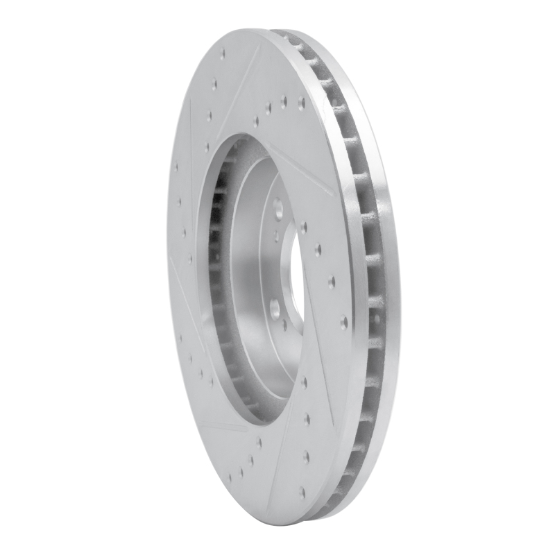 Acura RL Brake Rotor (1) - Front Right - R1 Concepts - Drilled & Slotted - Silver - `99-`04